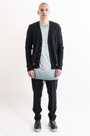 Ziggy Chen black Cardigan/red pockets
