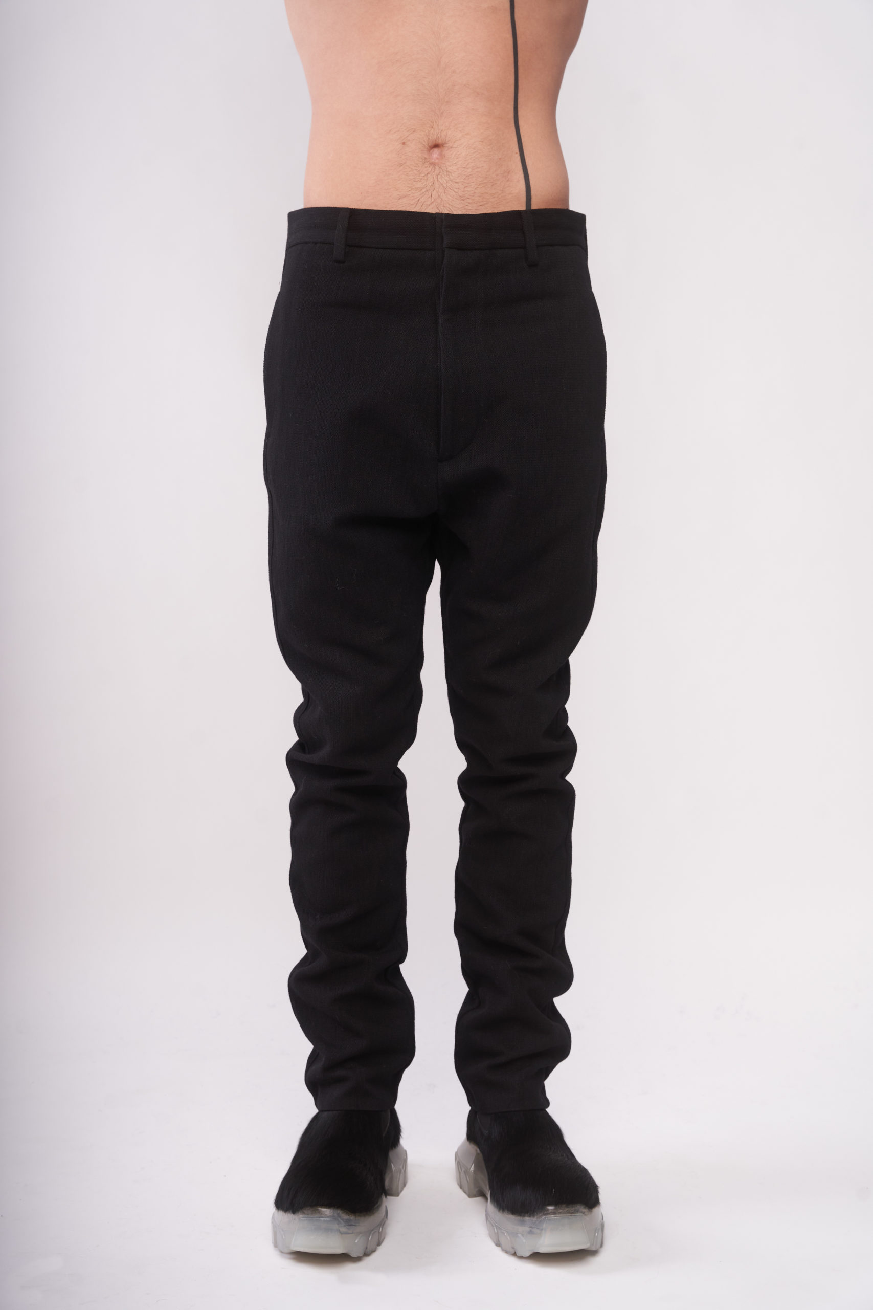 Jersey Drop Crotch Trousers with Leather Detail – David's Road US